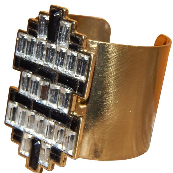 Vintage Art Deco Hollywood Glam Cuff Bracelet - Picture 1 of 10